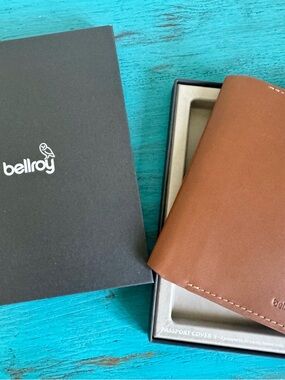 Bellroy RFID Brown Cognac Leather Passport Sleeve